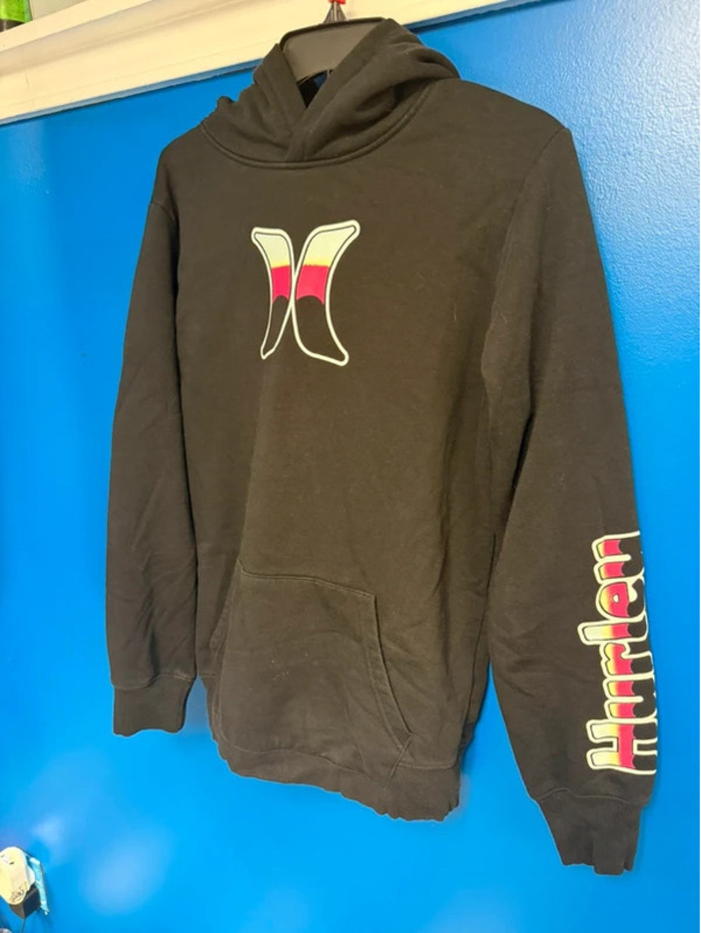 Hurley Tropical Skull Island Pullover Hoodie Black Youth XL
